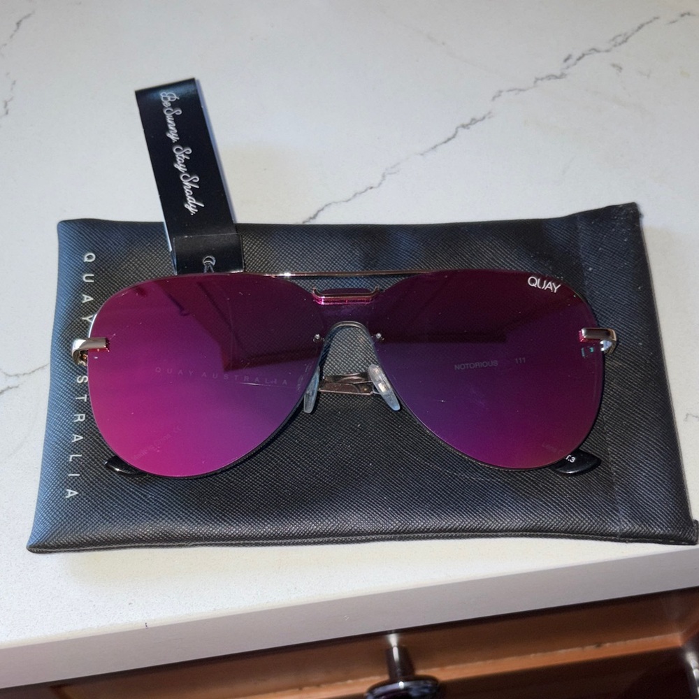 Quay Australia Purple Gradient Aviator Shield Sunglasses